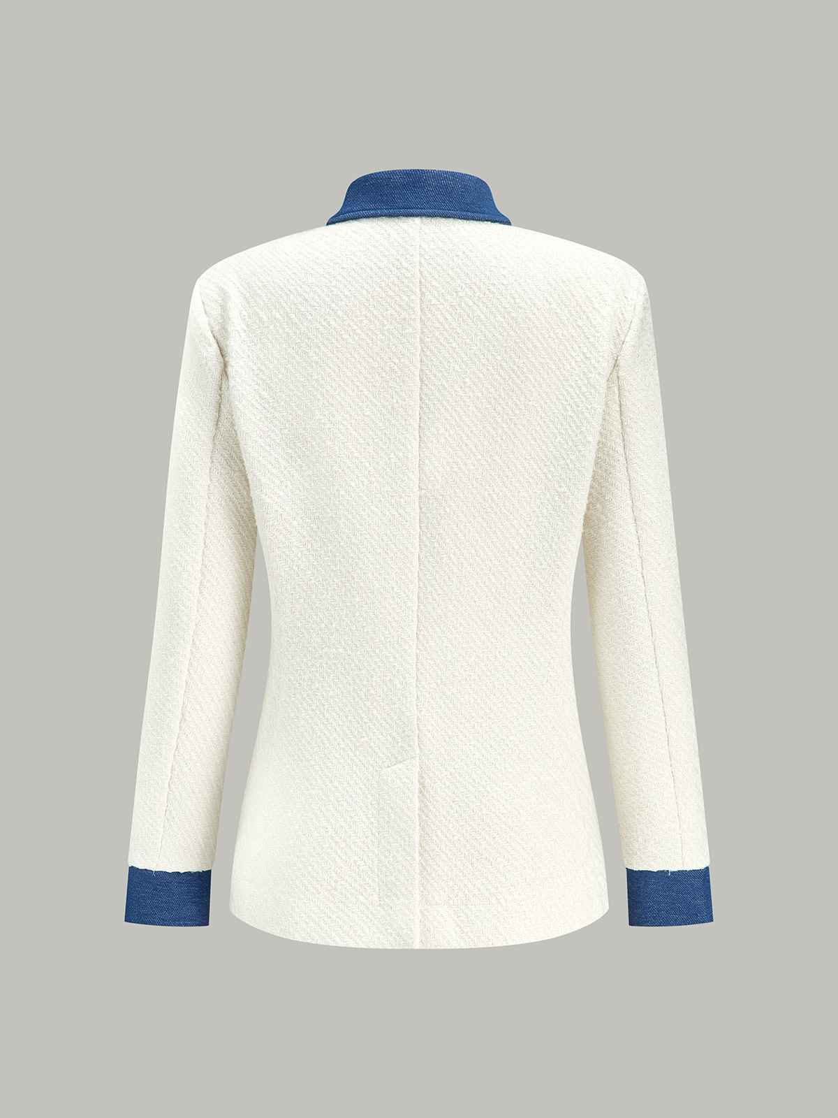 Metal Button Contrast Trim Tweed Jacket