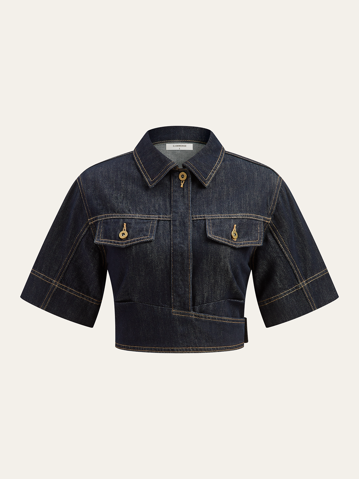 Short Sleeve Cropped Denim Top