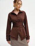 Langarm-Wickelbluse mit Schleife am Rücken