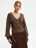 V-Ausschnitt-Pullover aus Wollmischung