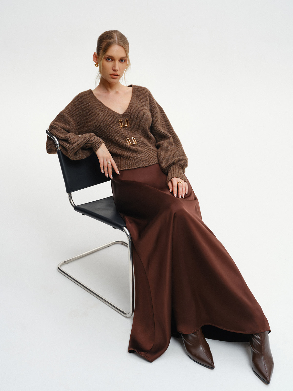 Wool-Blend V-Neck Sweater