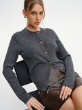 Cardigan en maille côtelée mélangée de laine