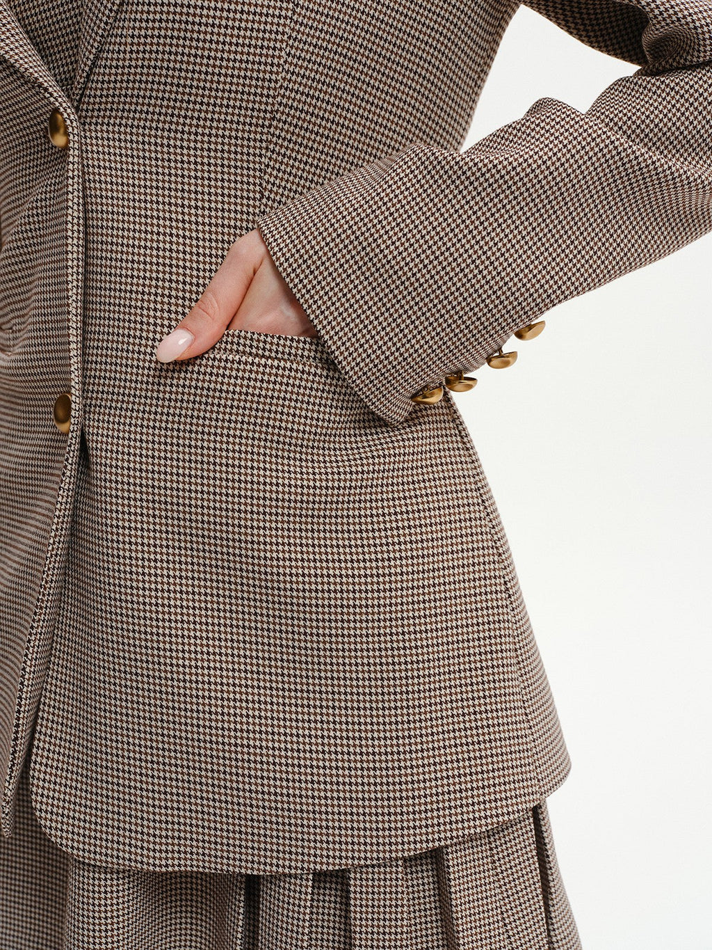 Houndstooth Metal Button Blazer