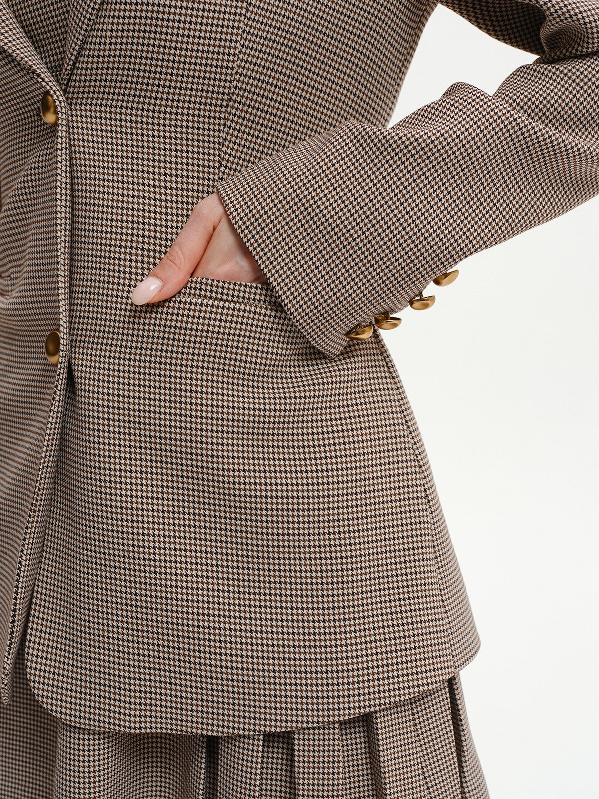 Houndstooth Metal Button Blazer