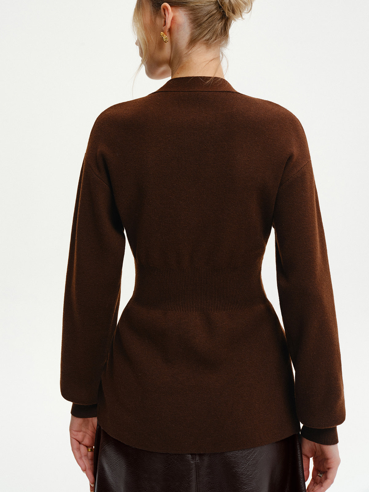 Wool-Blend V-Neck Button-Down Cardigan