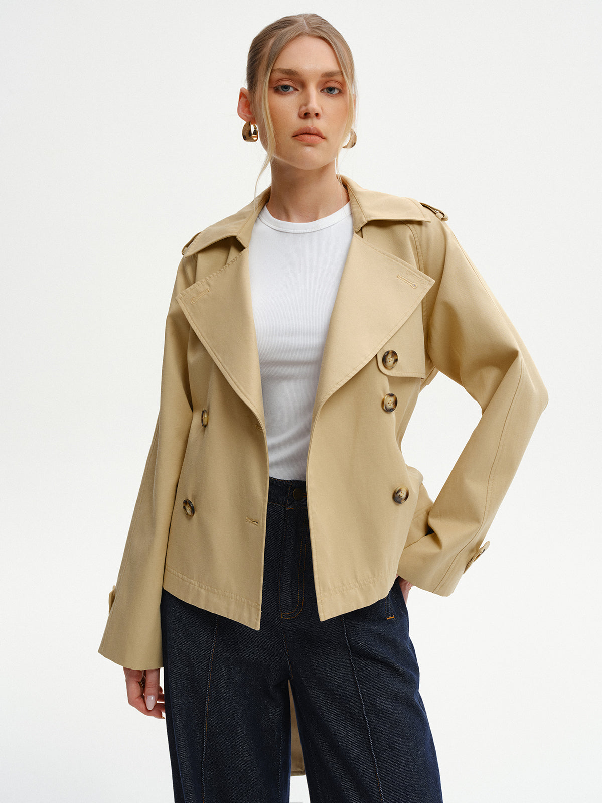 Double-Breasted Belted Trench Coat
