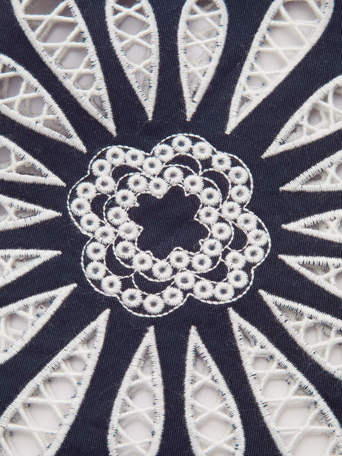 Floral Eyelet Embroidery Cotton Blend Pants