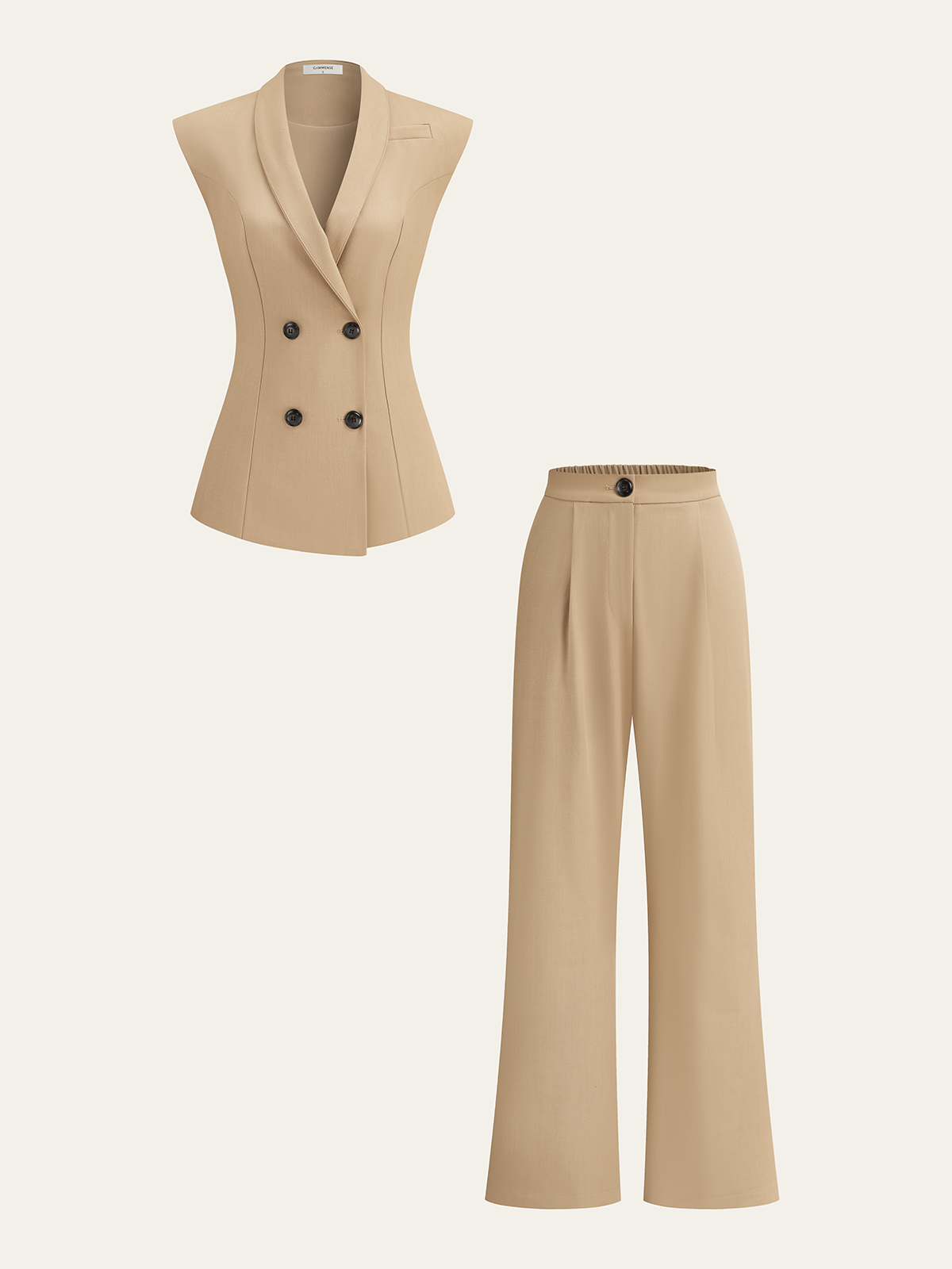Double-Breasted Sleeveless Vest and Pants Set