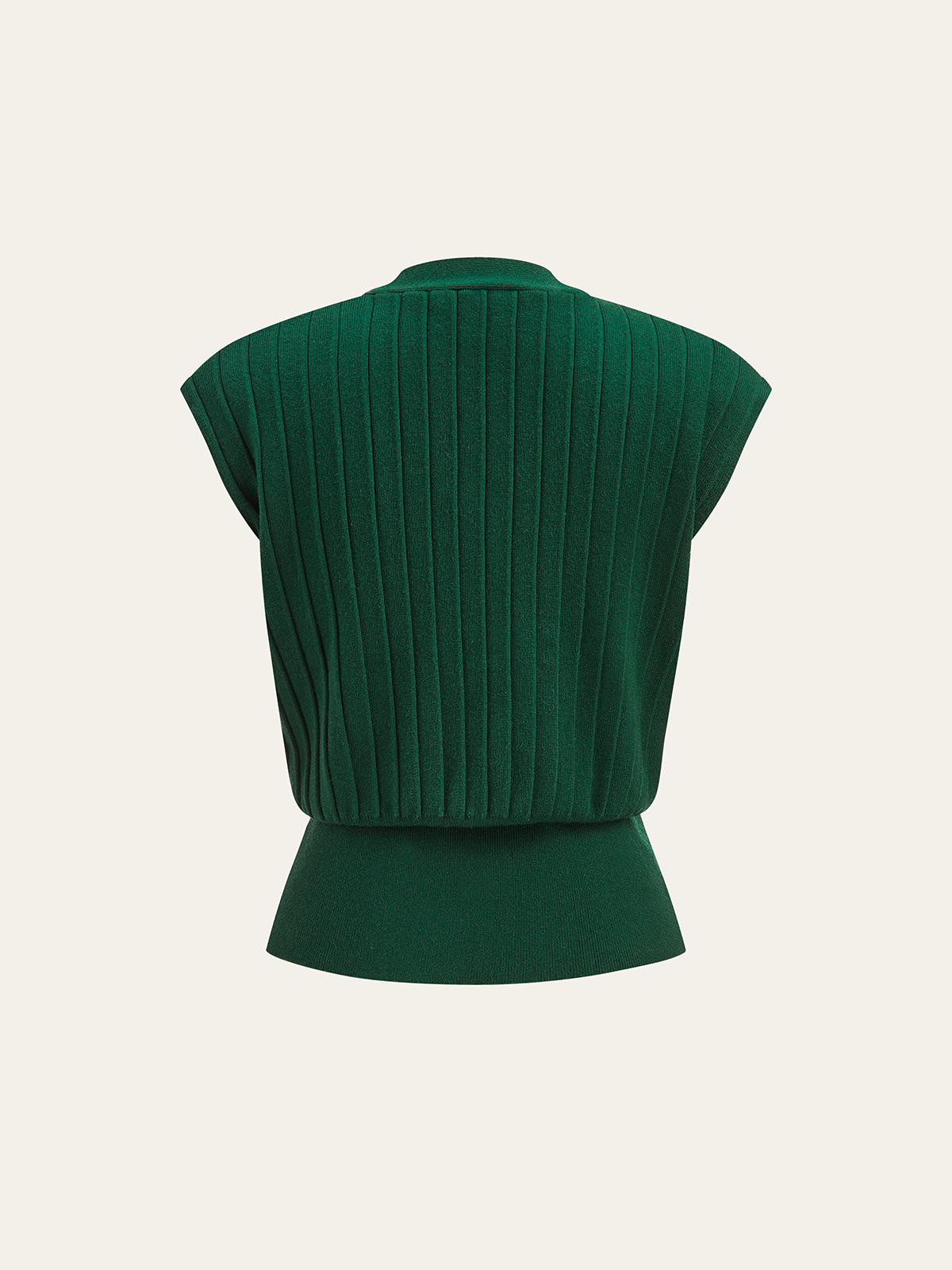 Metal Detail Cap Sleeve Ribbed Knit Vest
