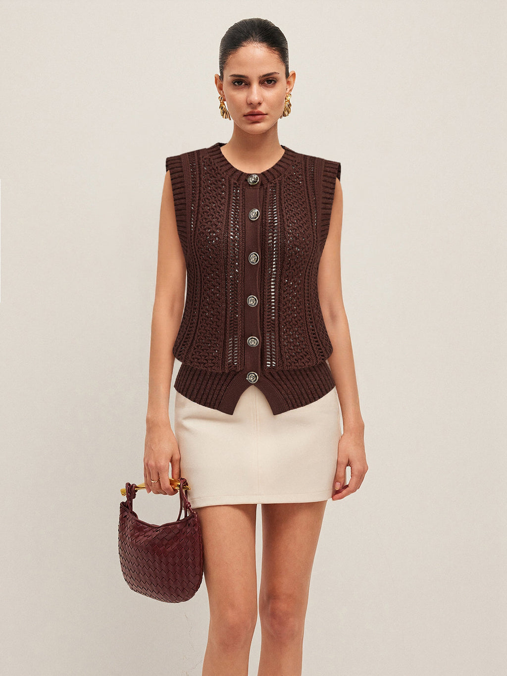 Button Front Sweater Vest