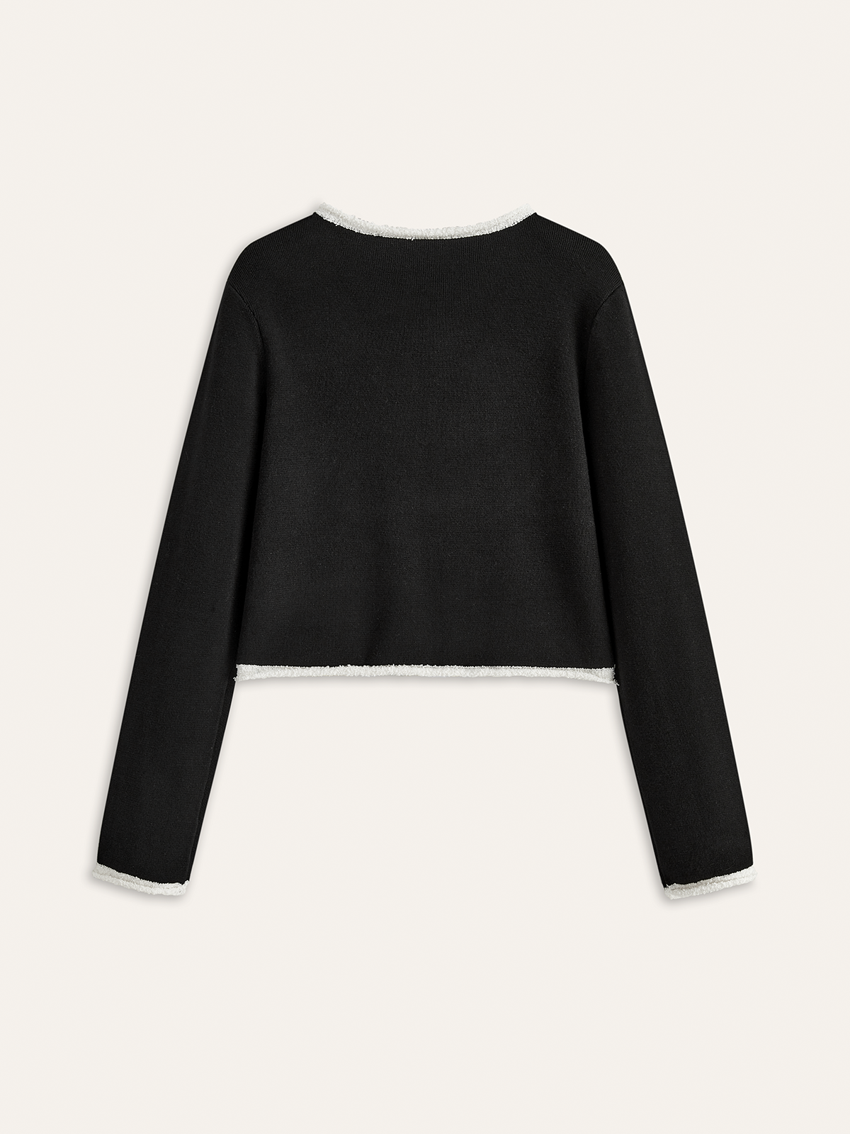 Contrast Trim Wool-Blend Cardigan