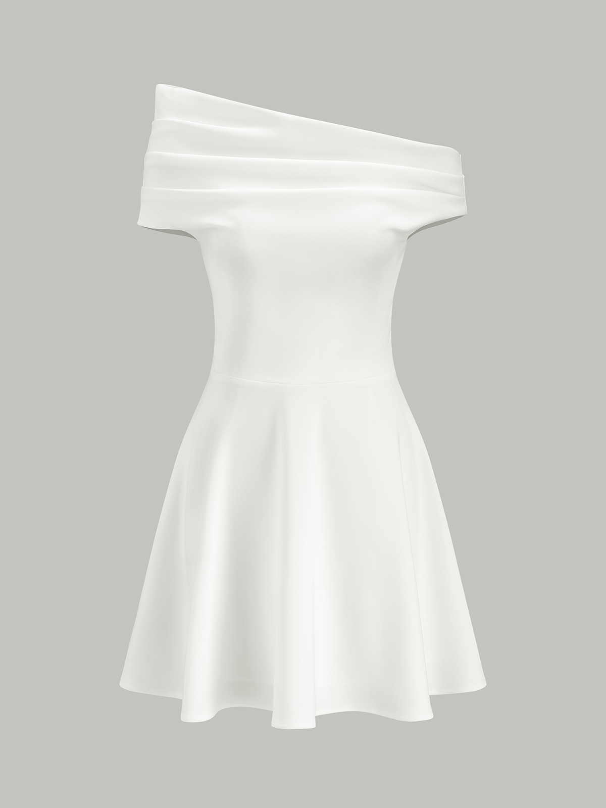 Robe évasée froncée à épaules dénudées 