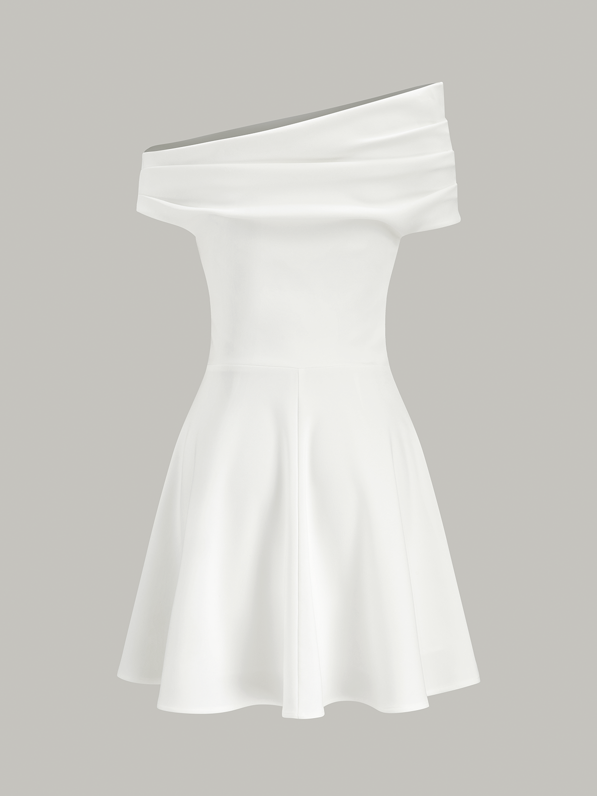 Robe évasée froncée à épaules dénudées 