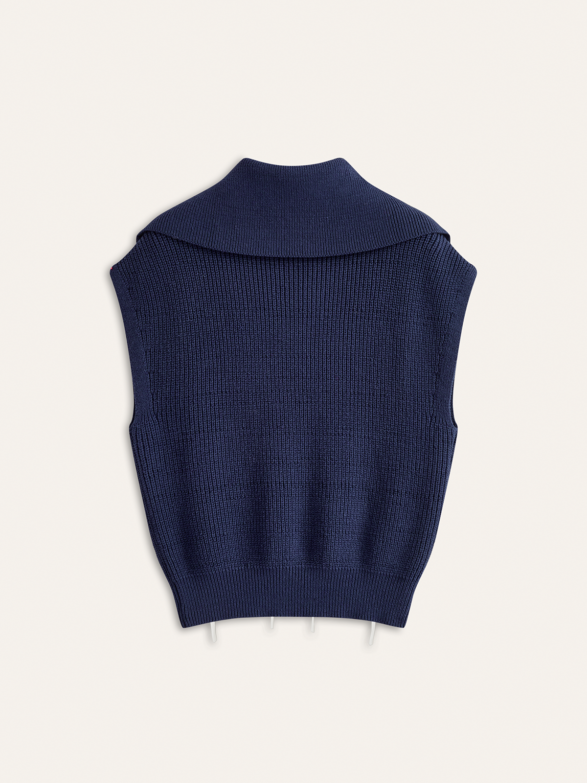 Zip Collared Knit Vest with Stitch Detailing