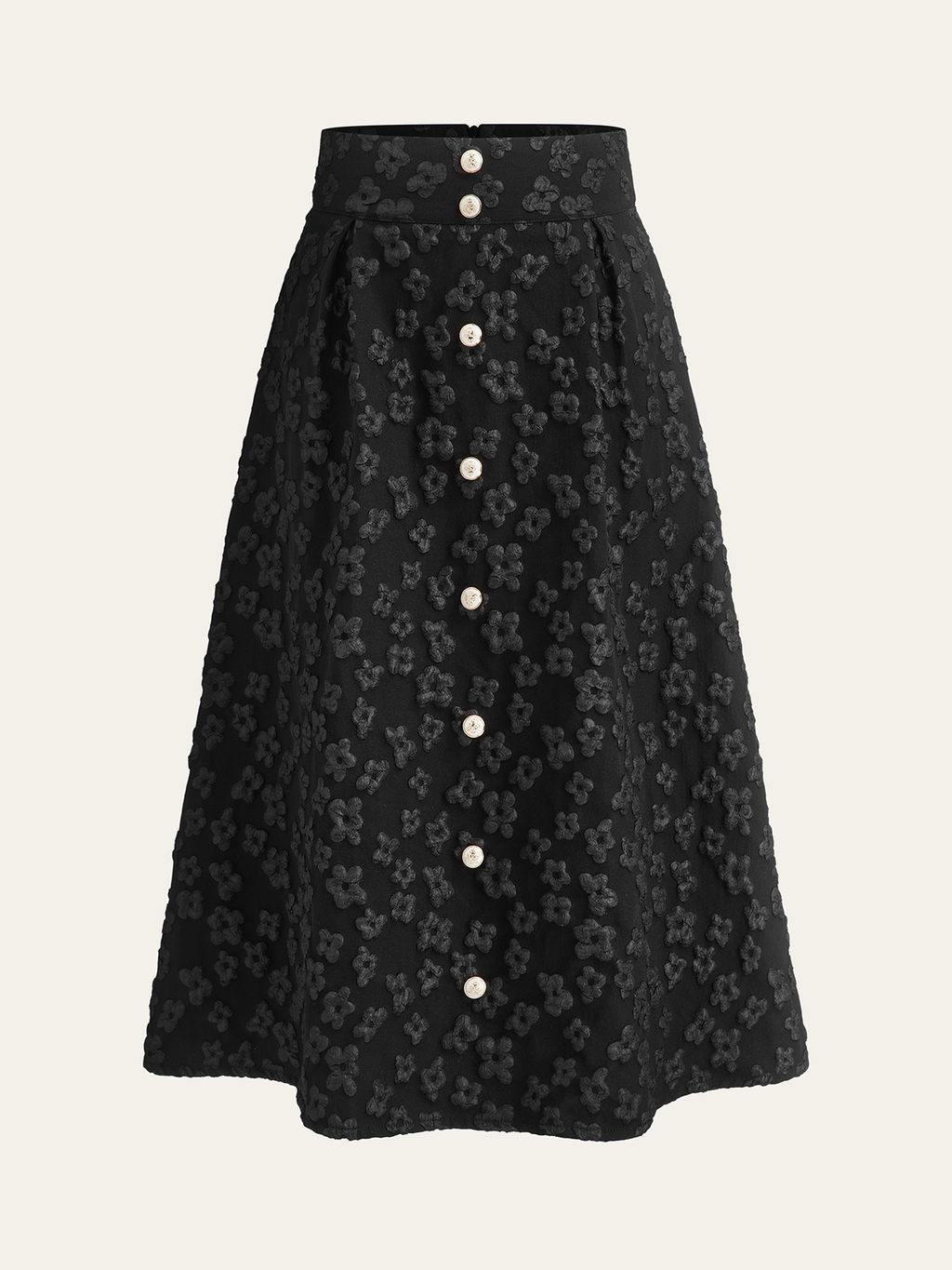 Jupe taille haute texturée florale