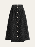 Jupe taille haute texturée florale