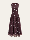 Polka Dot Sleeveless Chiffon Maxi Dress