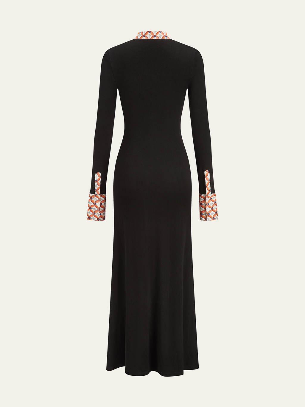 Robe longue imprimée avec col de chemise et finitions