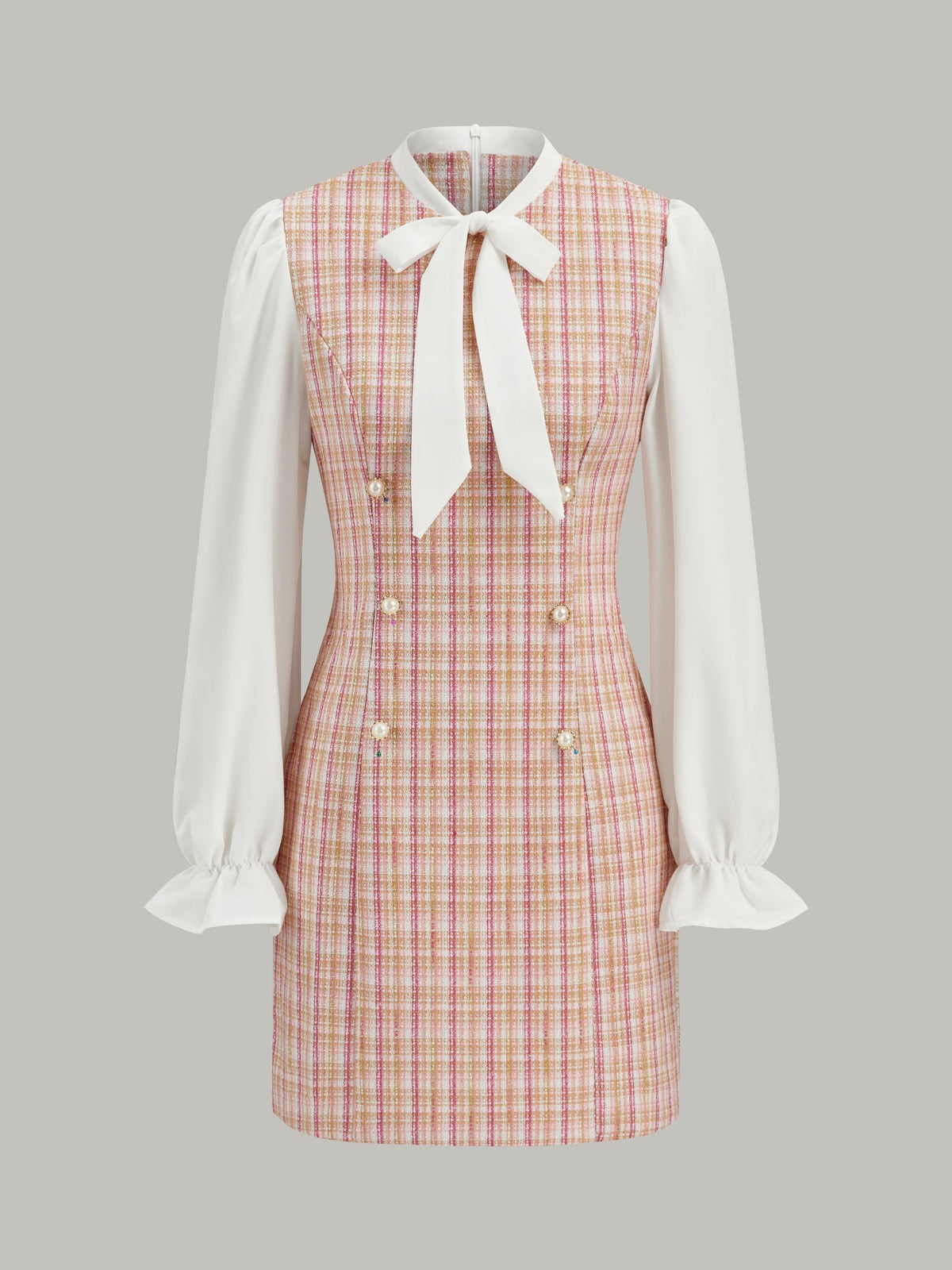 Mini-Tweedkleid mit Schleifenausschnitt