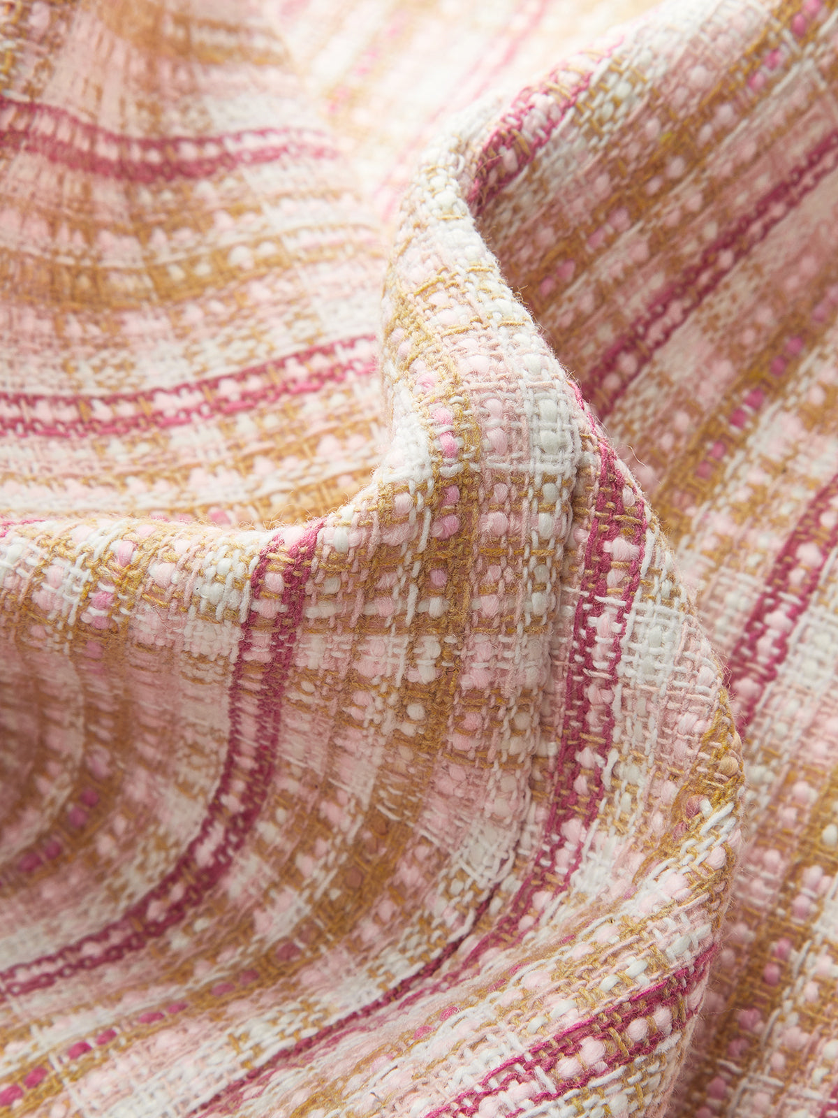 Bow Neckline Tweed Paneled Mini Dress