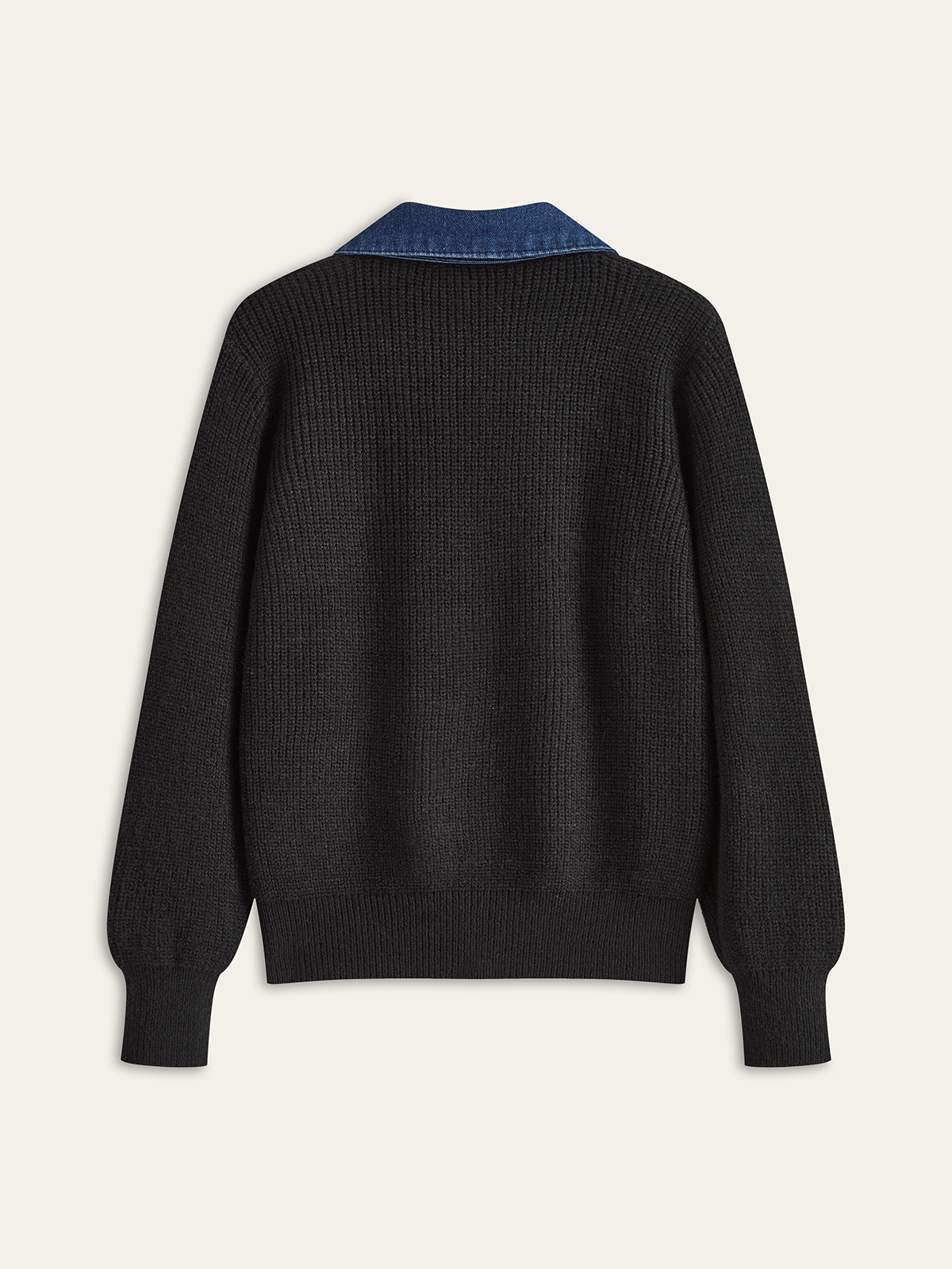 Denim Panel Knit Cardigan