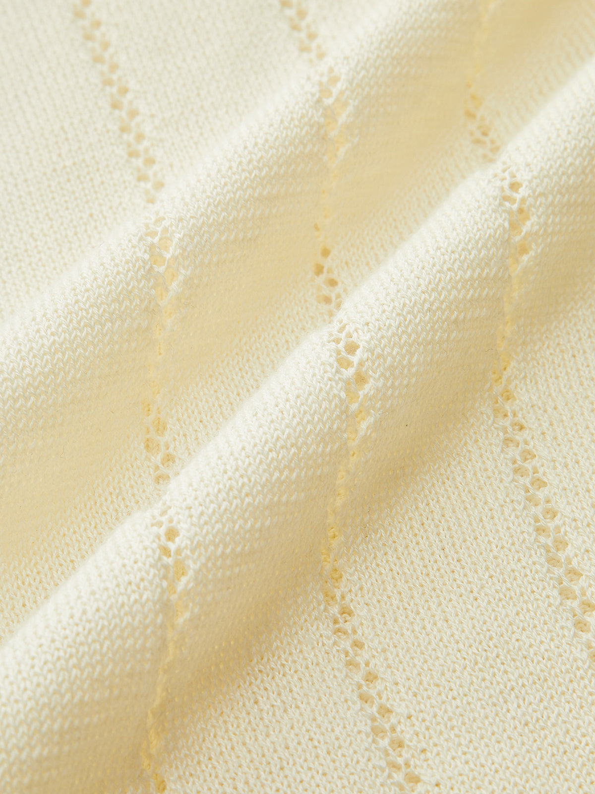 Eyelet-Striped Waist-Cinched Knit Cardigan