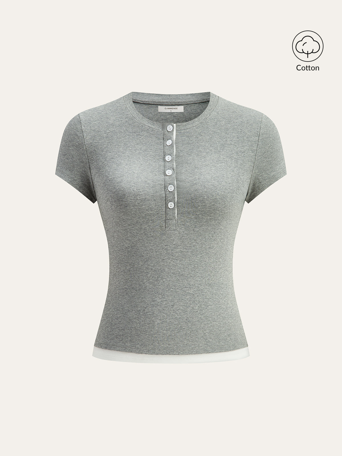 T-shirt à manches courtes 2 en 1 à ourlet superposé 