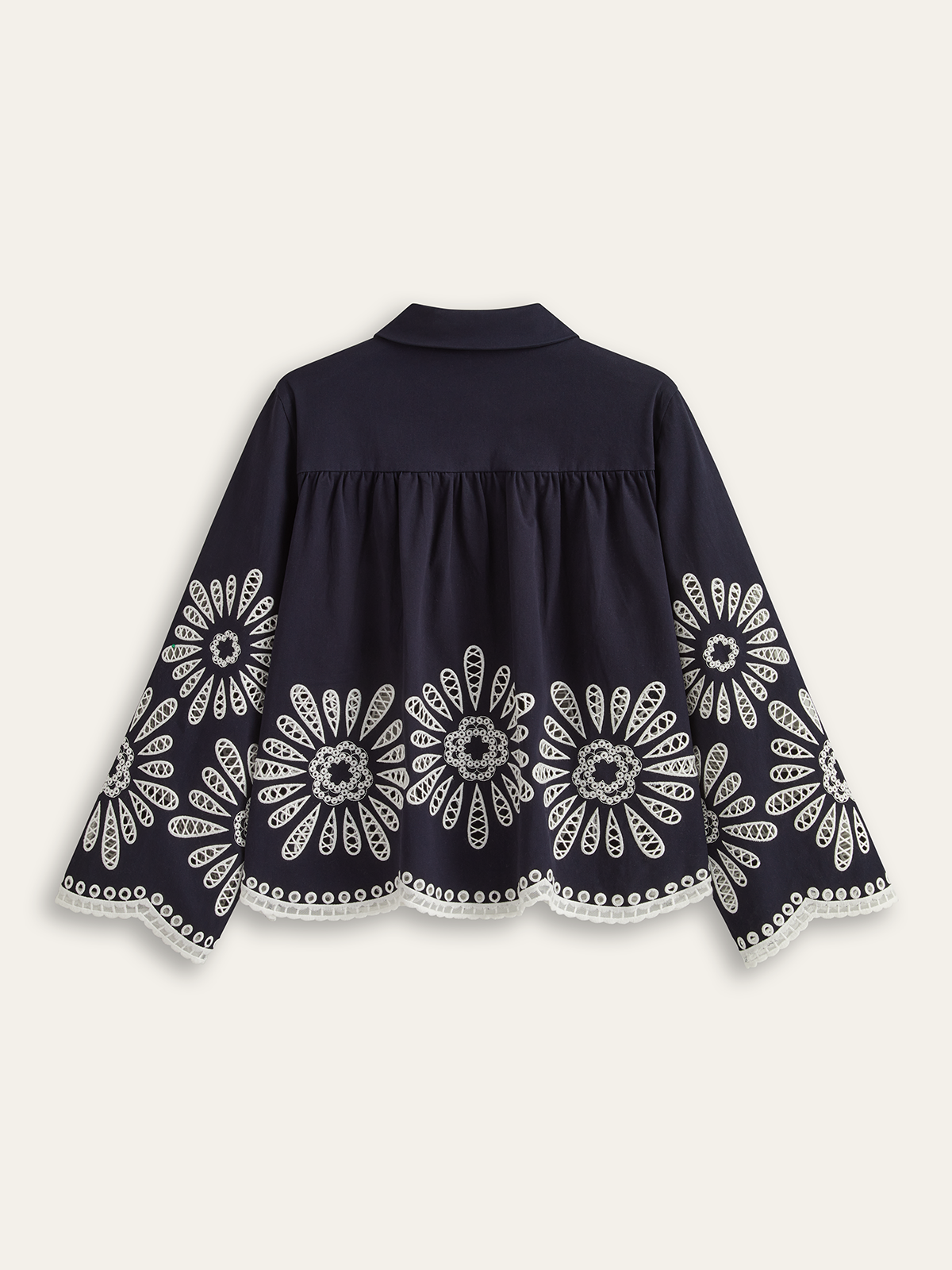 Floral Eyelet Embroidery Cotton Blend Blouse