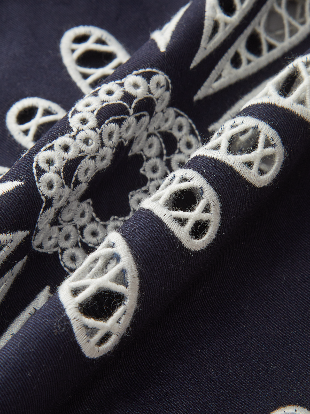 Floral Eyelet Embroidery Cotton Blend Blouse