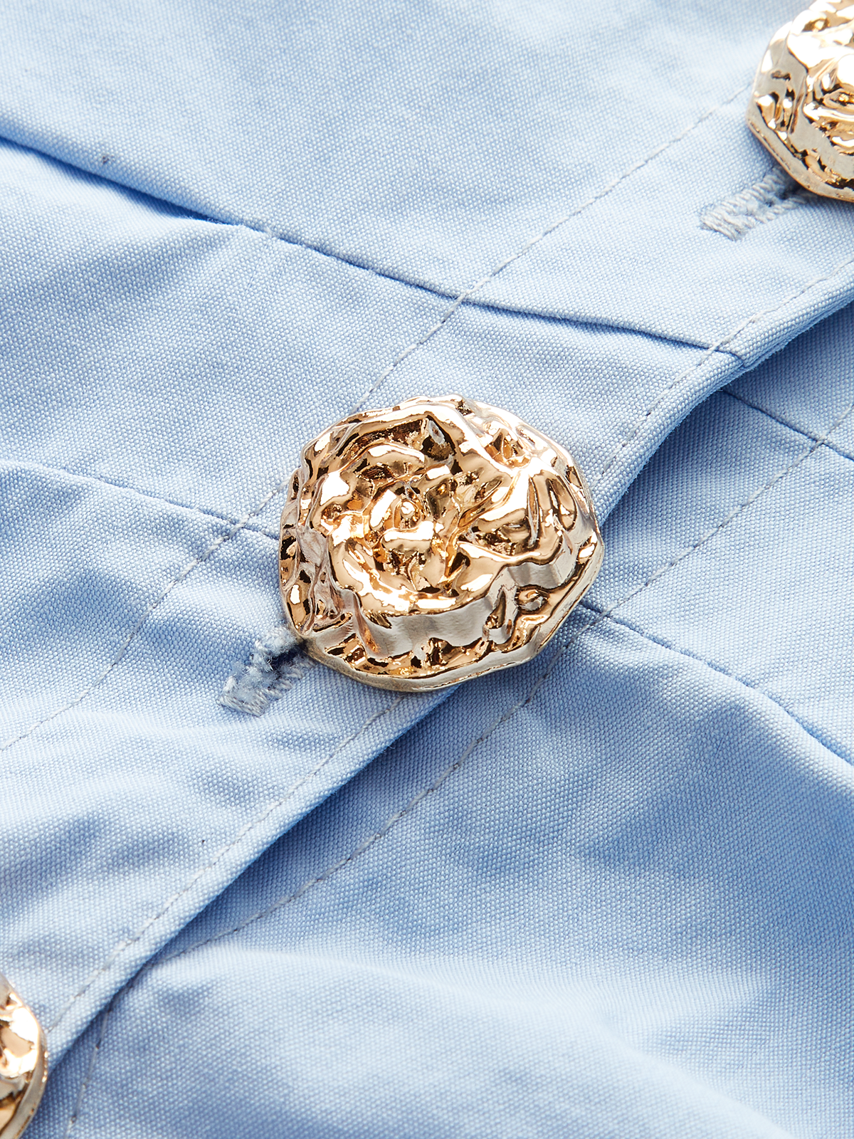 Asymmetric Metal Button Puff-Sleeve Shirt