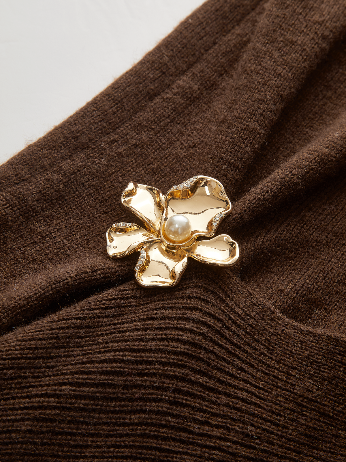 Metal Floral Wool Blend Asymmetric Sweater