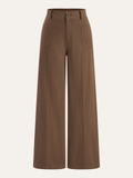 Pantalon large en coton taille mi-haute