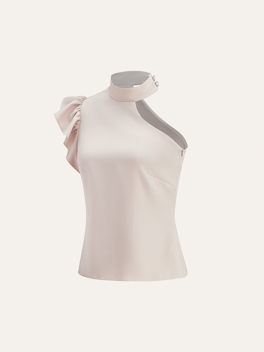 Ensemble top volanté asymétrique et pantalon à double boutonnage