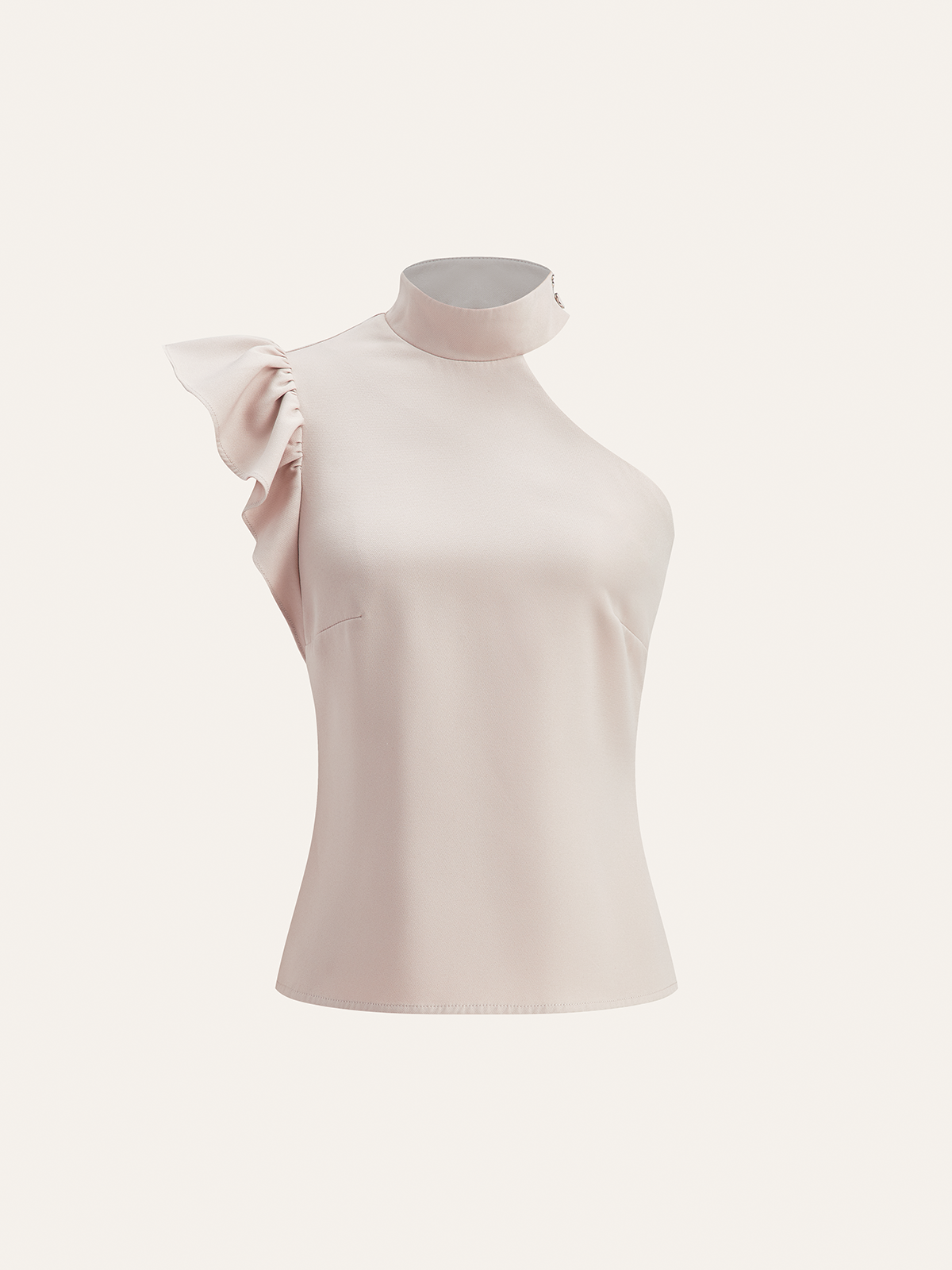 One-Shoulder Ruffled Top and Double-Button Pants Set