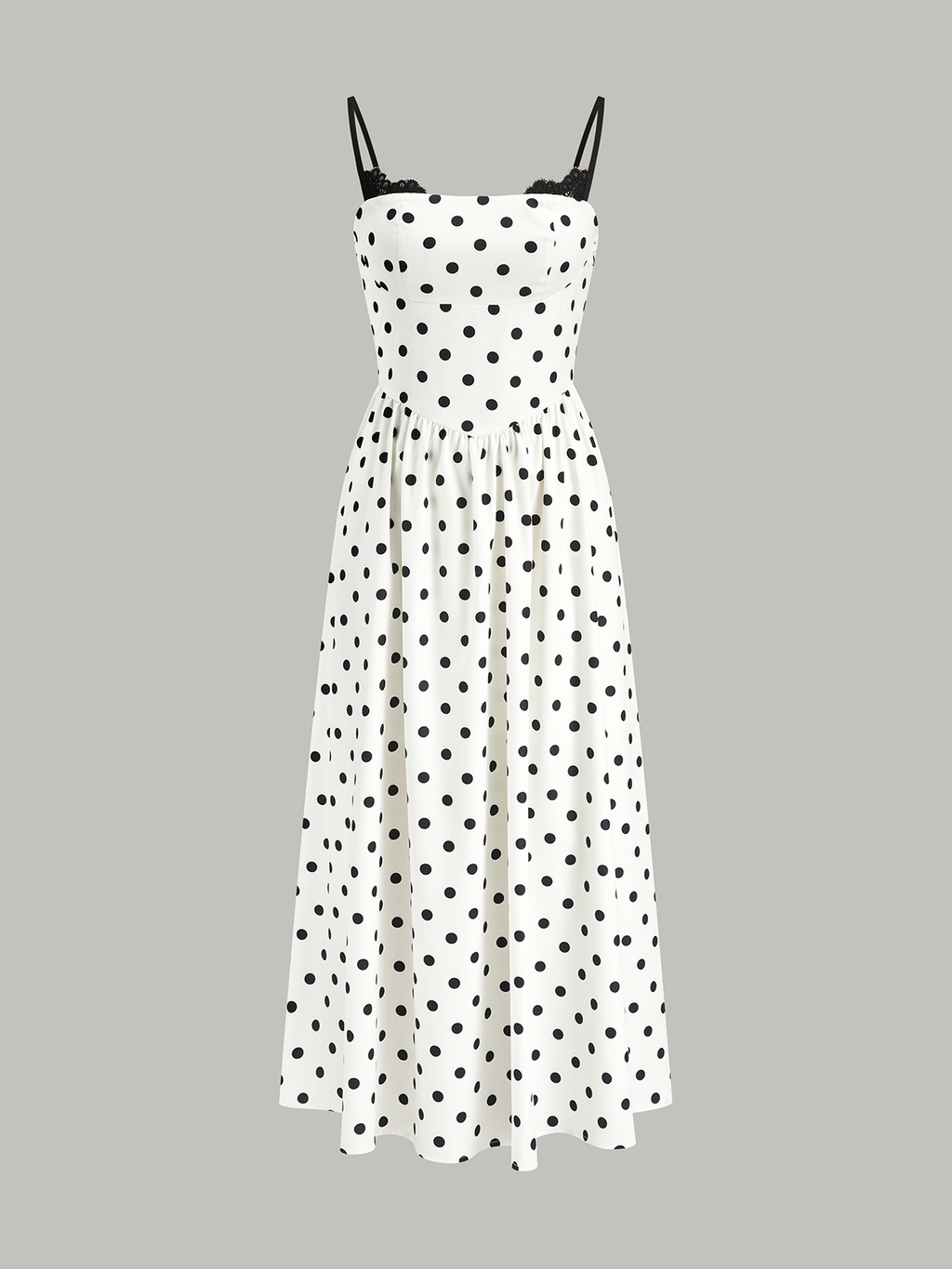 Spitzenbesetztes gepunktetes Camisole-Kleid