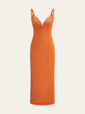 Linen & Cotton Contrast Trim Maxi Dress