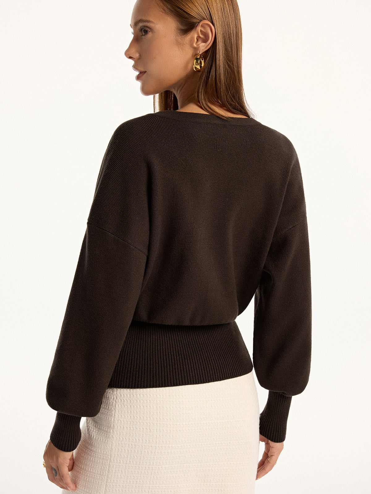 Cardigan mit V-Ausschnitt und Seitenschlitzen