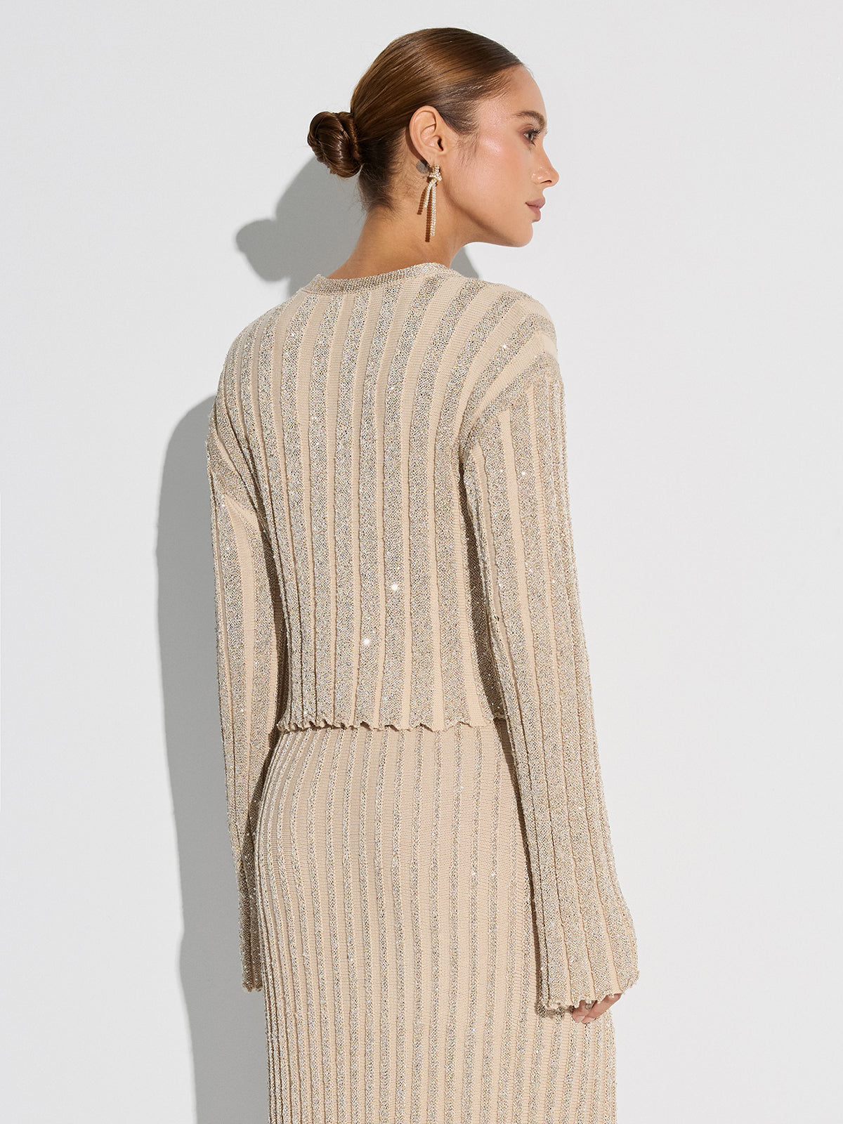 Glitter Textured Top and Maxi Skirt Set