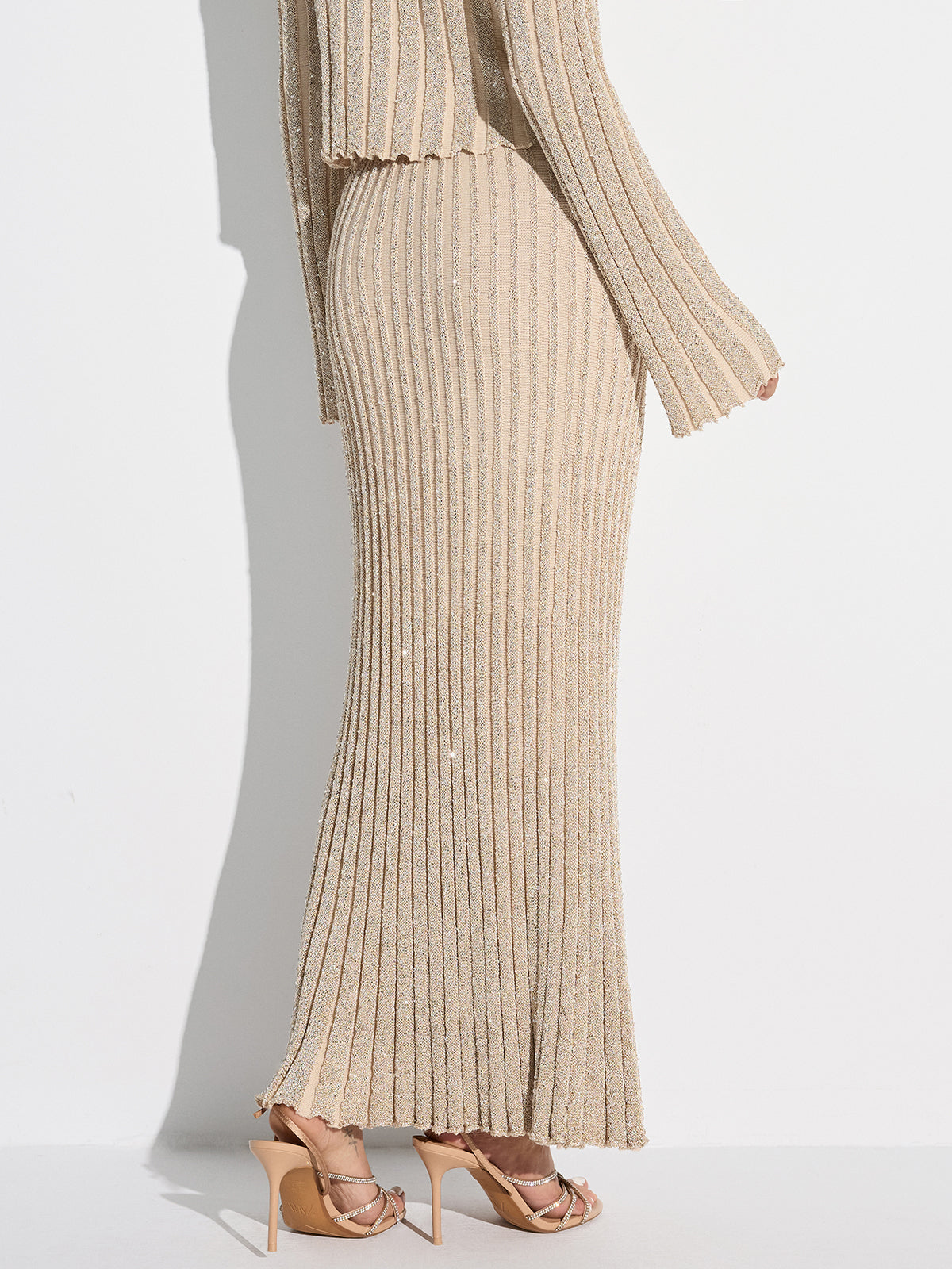 Glitter Textured Top and Maxi Skirt Set