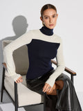 Rollkragenpullover aus zweifarbigem Wollmischgewebe