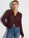 Halbtransparente Lochstrick-Strickjacke