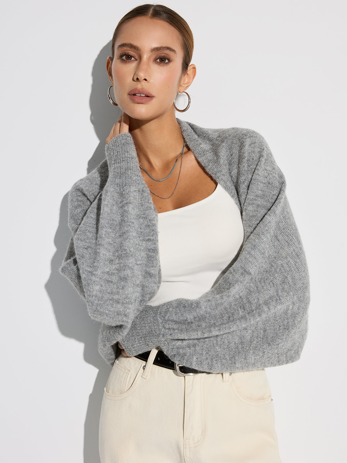 Oversized Cardigan aus Wollmischung mit Fledermausärmeln