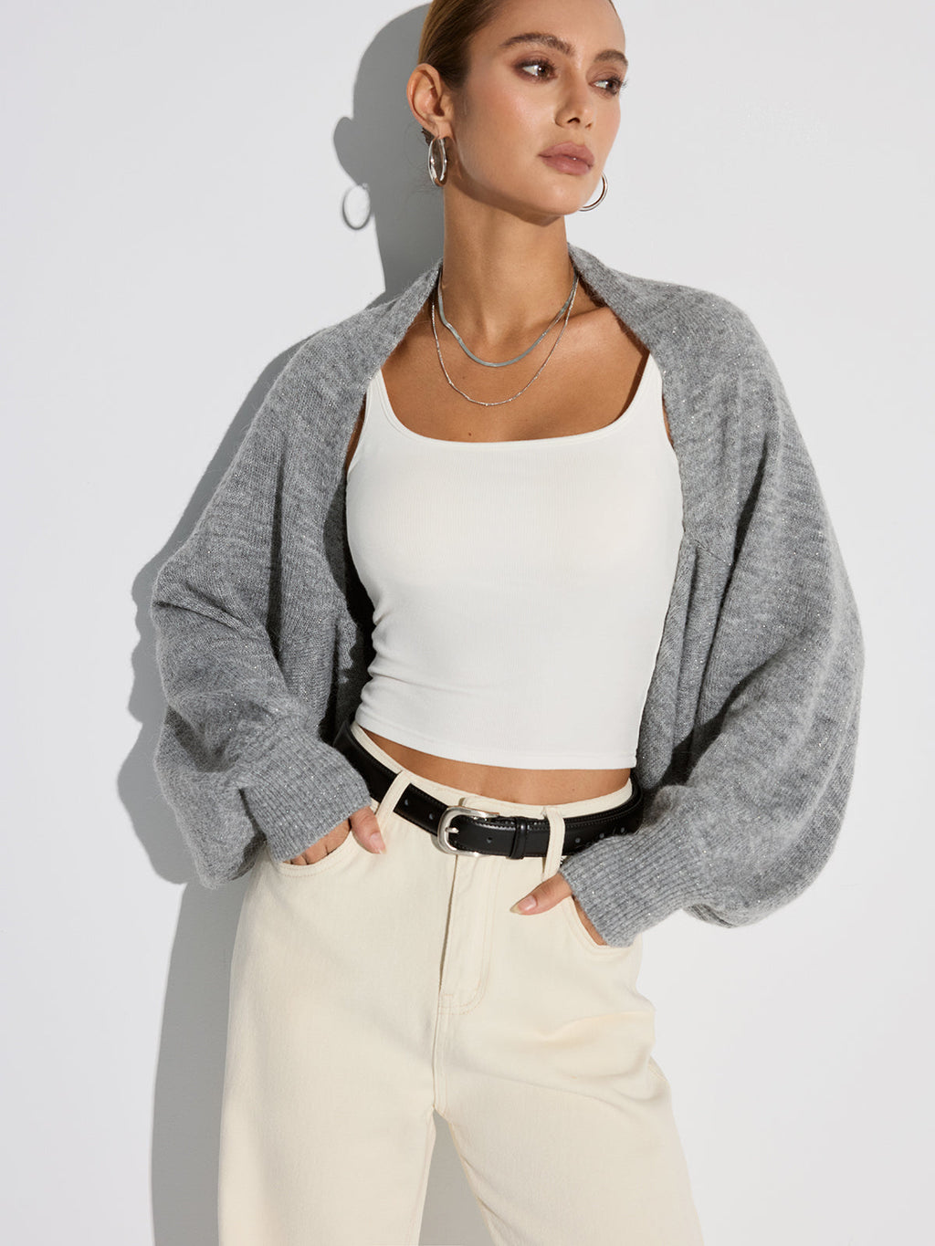 Oversized Cardigan aus Wollmischung mit Fledermausärmeln