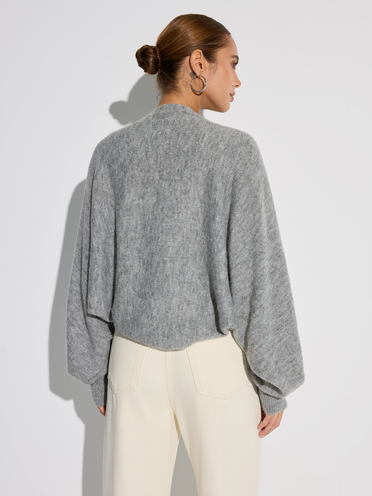 Oversized Cardigan aus Wollmischung mit Fledermausärmeln
