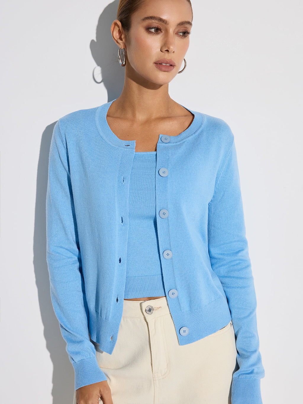 Ensemble deux pièces débardeur et cardigan en mélange de laine