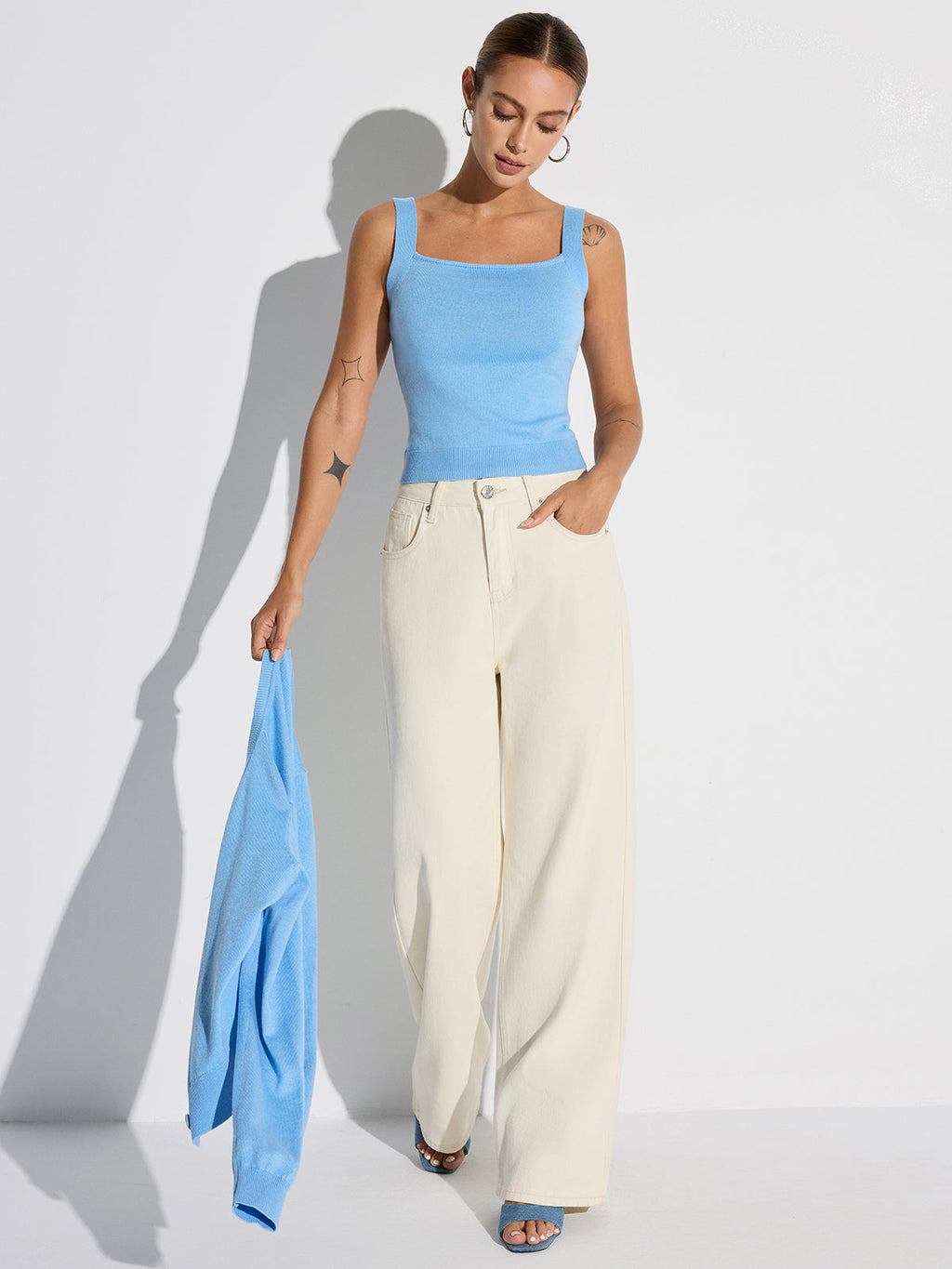 Ensemble deux pièces débardeur et cardigan en mélange de laine
