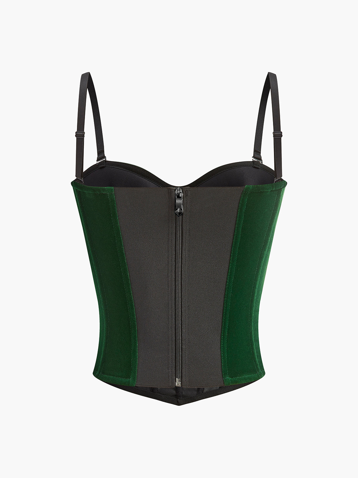 Velvet Piping Zipper Corset