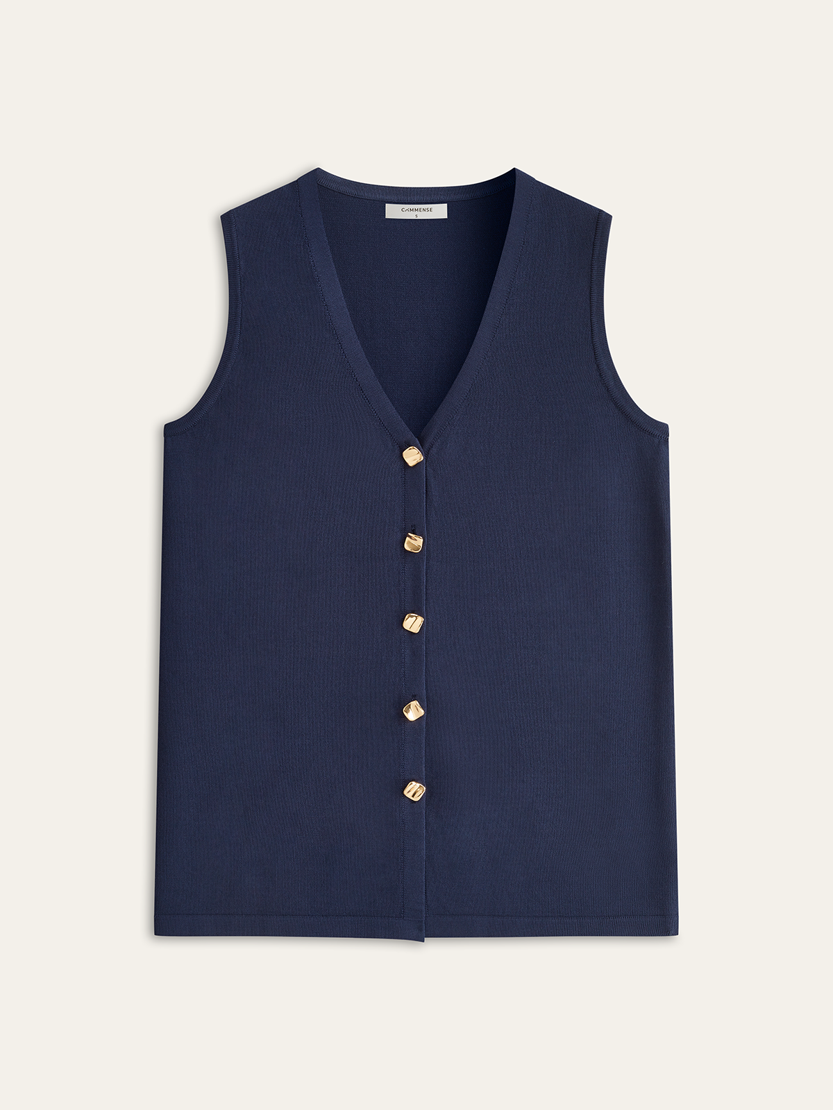 Ensemble gilet et pantalon en maille à boutons dorés 