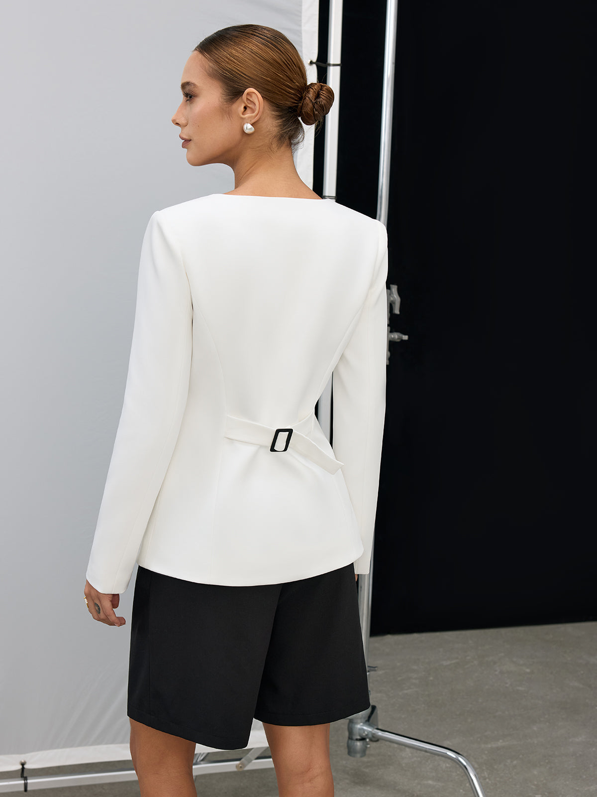 Square Neck Button Blazer