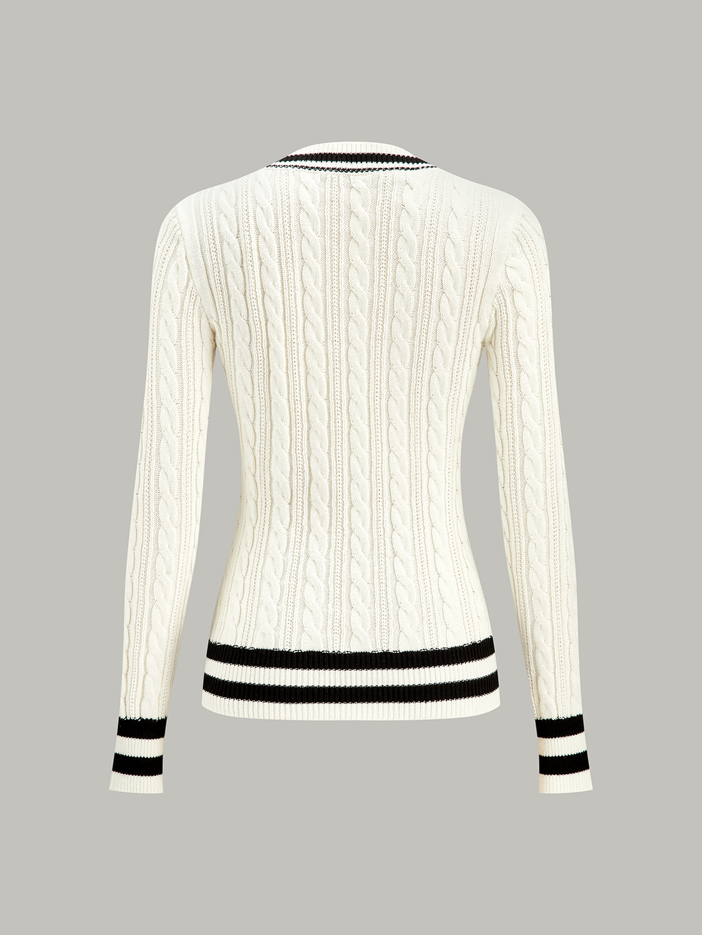 Zopfstrickpullover mit Streifen